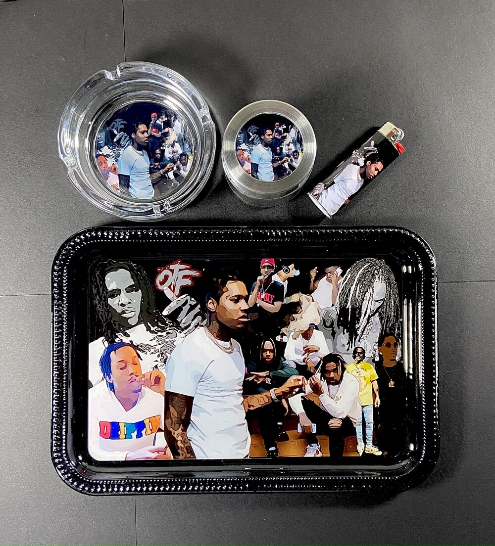 OTF Rolling Tray Made with Resin and digital art on spray painted tray —  Meech Made It